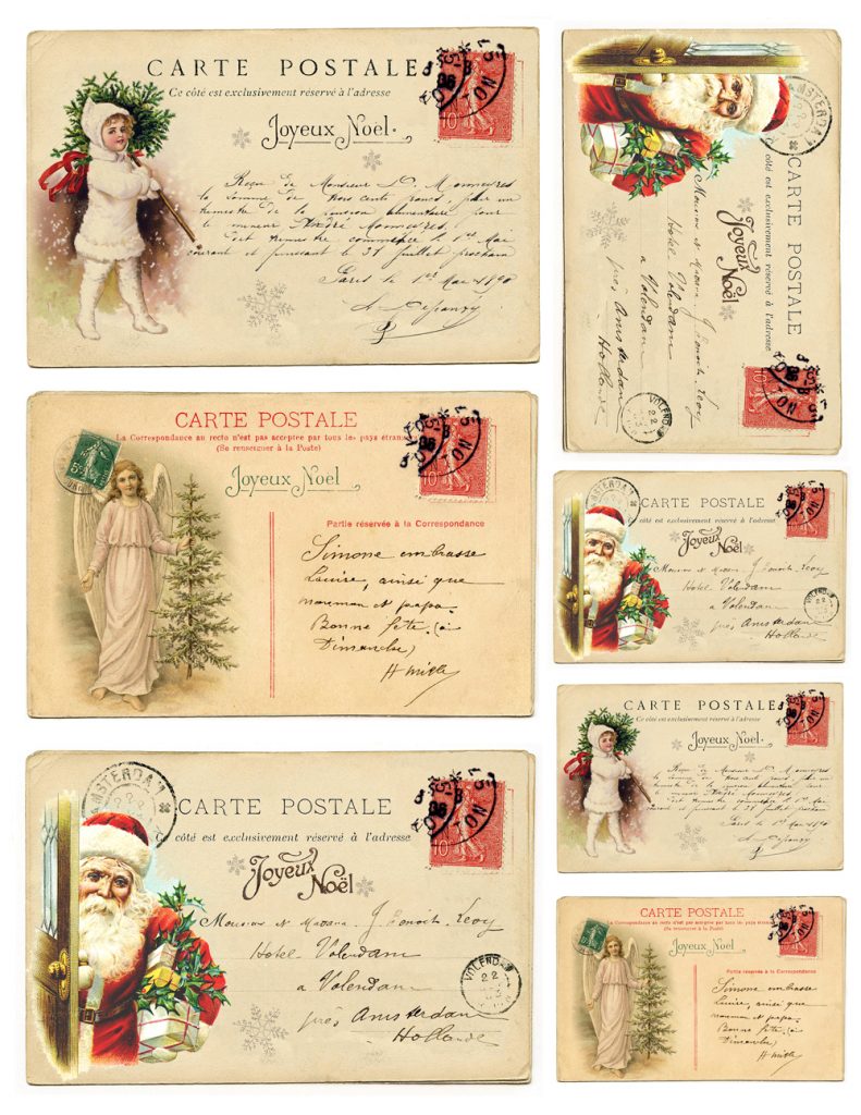 Stationery Vintage Christmas Digital Download Cards Printable Collage