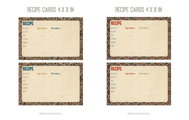 Printable recipe cards