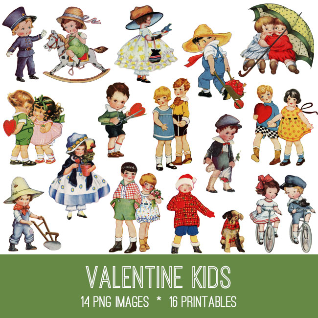 Valentine kids collage