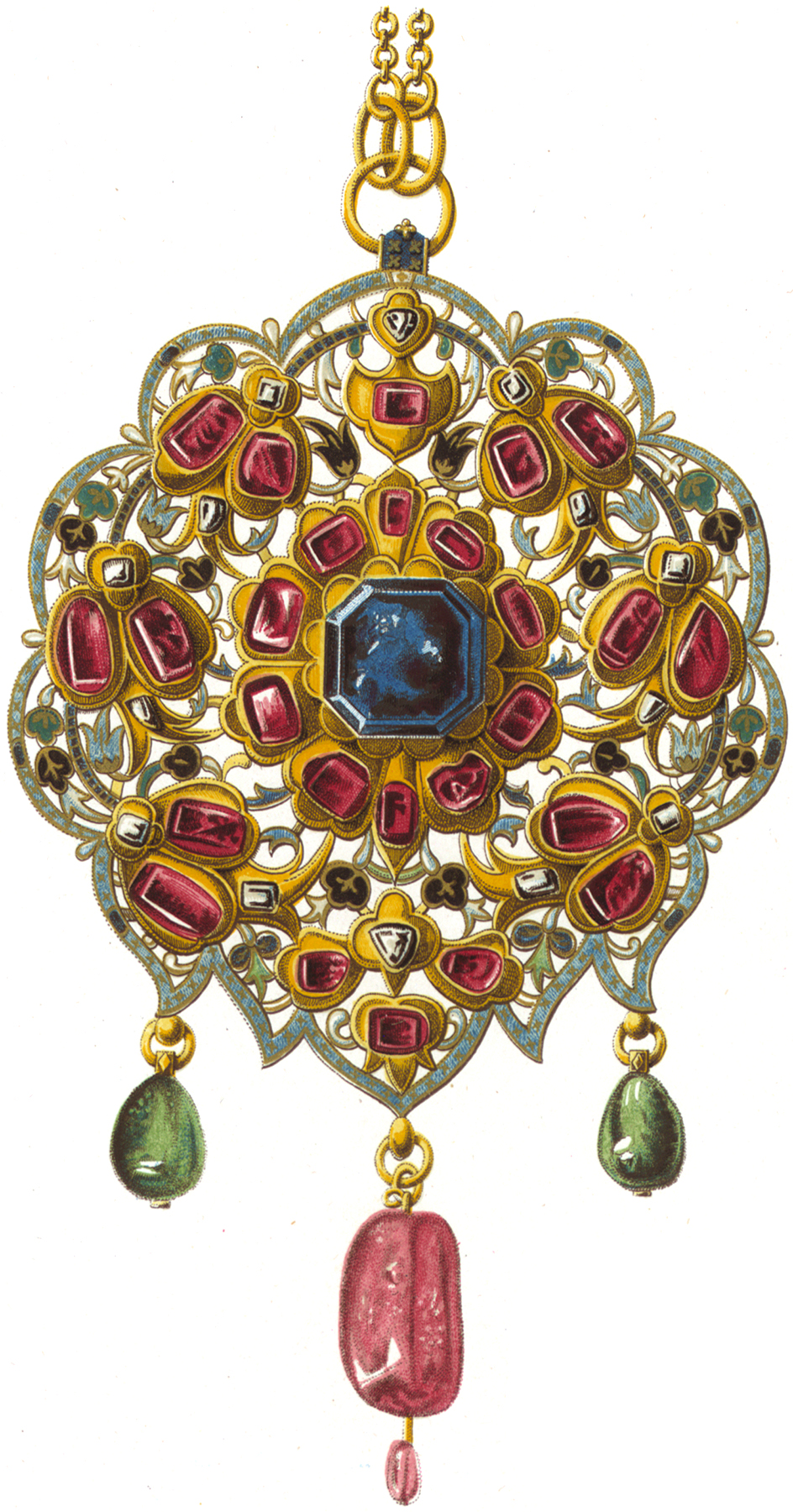 Antique jewelry with colored jewels
