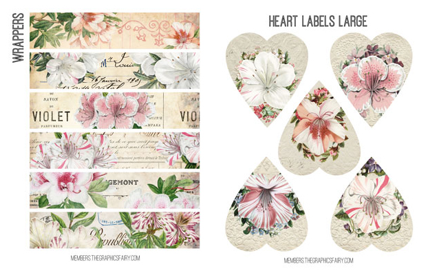 Azalea florals collage labels