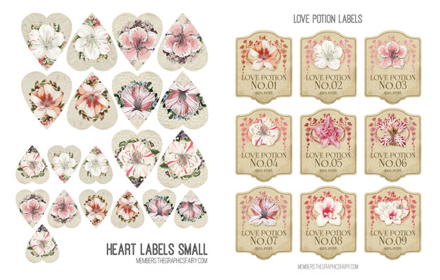 Azalea florals collage labels