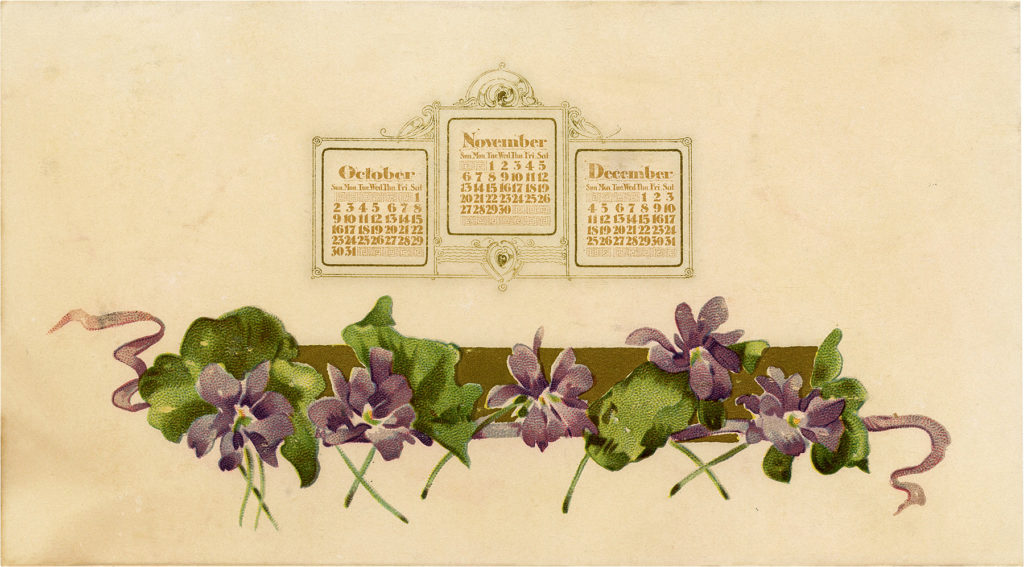 1895 Printable Calendar with Violets
