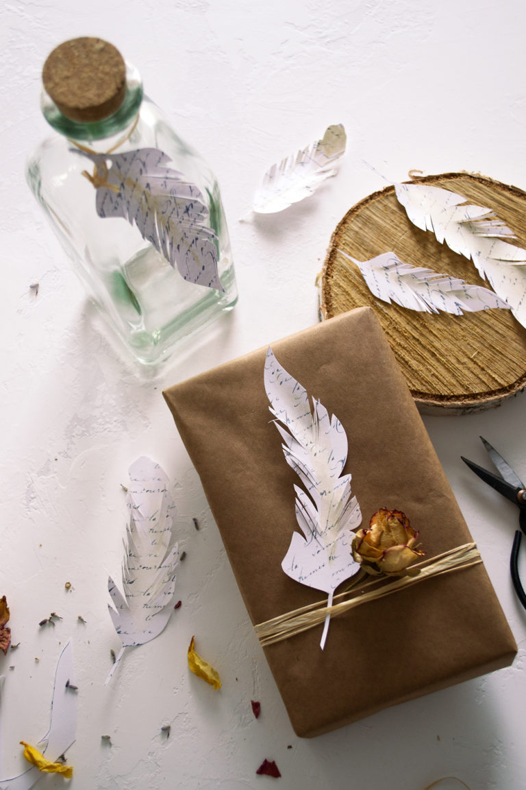 DIY French Script Paper Feathers Project + free printable