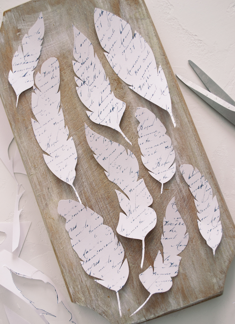 DIY French Script Paper Feathers Project + free printable