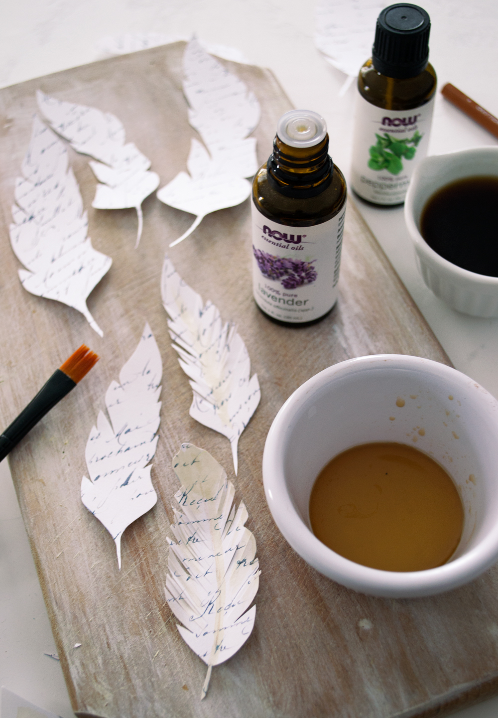 Staining paper with coffee