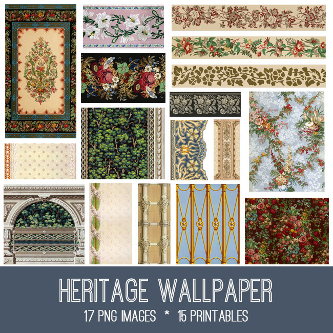 Antique Floral Wallpaper Collage