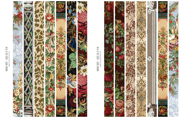 Antique Floral Wallpaper Collage tape