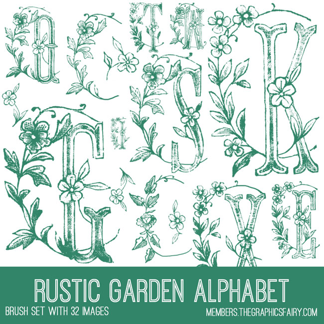 Rustic garden alphabet collage