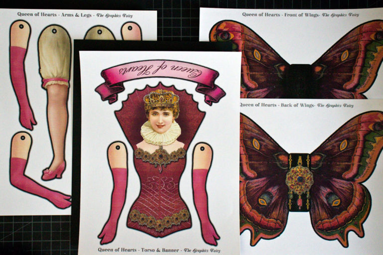 Queen of Hearts - Paper Art Doll! - The Graphics Fairy