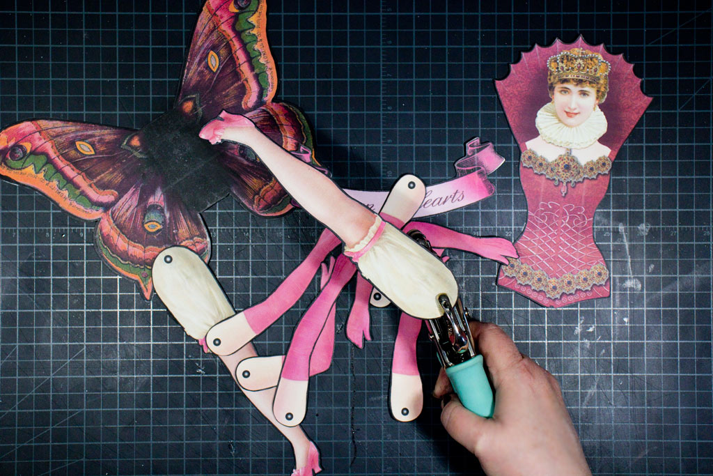 punching holes in art doll pieces