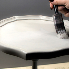 Gray table painted with brush