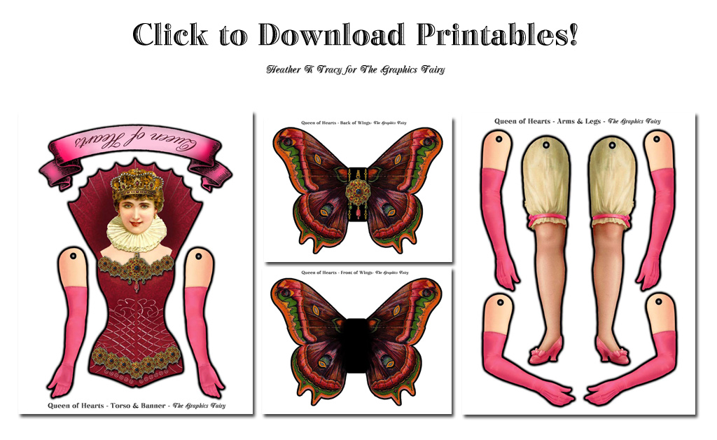 Paper art doll with wings printable