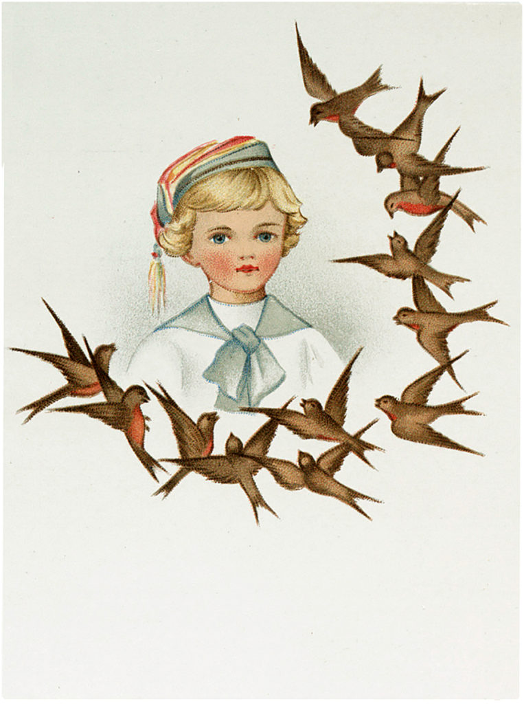 Sweet Sailor Child with Birds