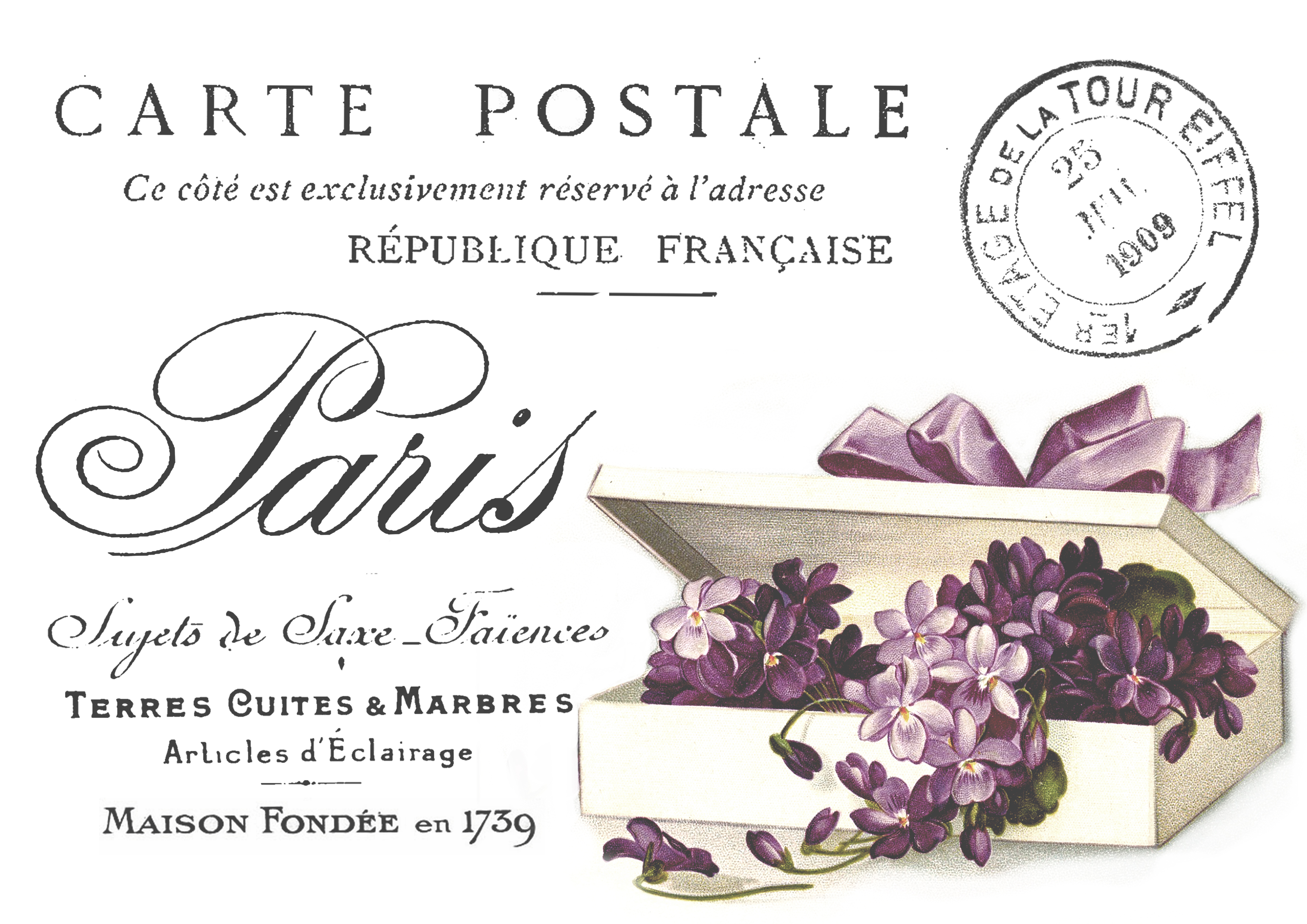Paris sign with violets