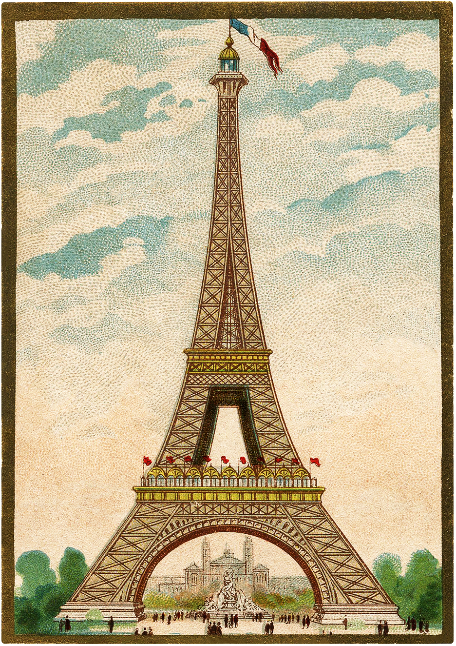 Fantastic Colorful Vintage Eiffel Tower Image! - The Graphics Fairy