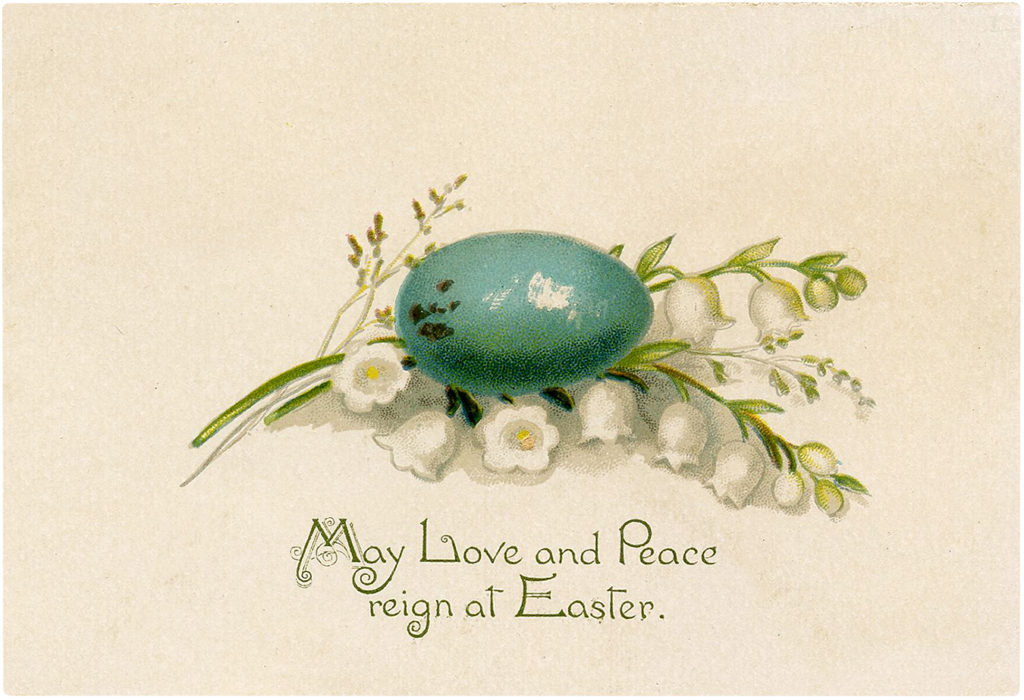 Vintage Blue Speckled Bird Egg Easter Greeting 