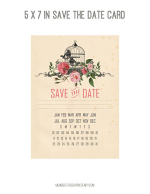 Bird Cages and Birds Collage save the date card