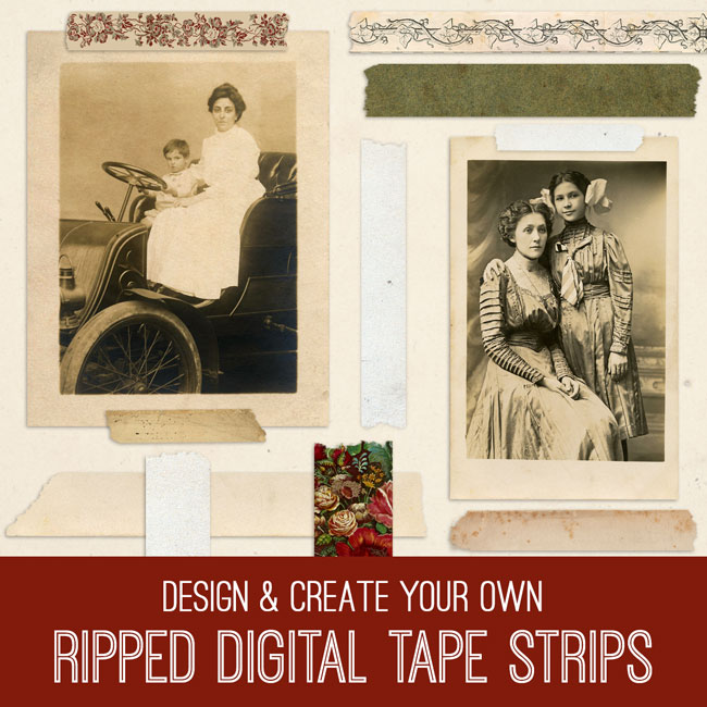digital tape strips with old photos