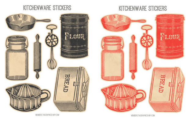  kitchenware collage stickers