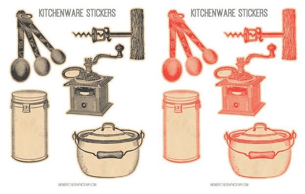  kitchenware collage stickers