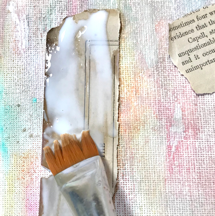 gluing paper with brush