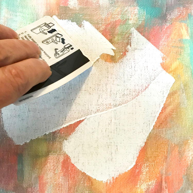 adding texture to painting with credit card