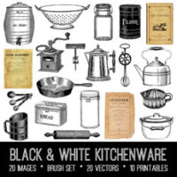 collage with kitchenware items
