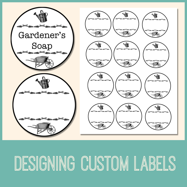 Garden tools collage soap labels