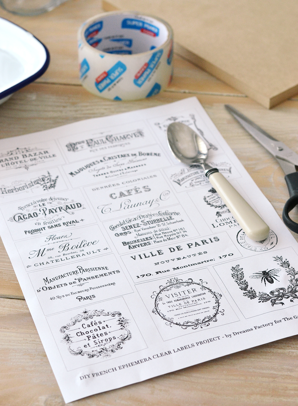 DIY Clear French Labels Project + free printable