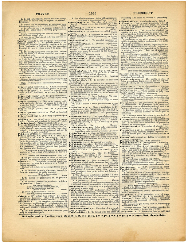 Vintage dictionary page