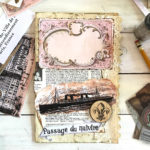 
junk journal page with french frame and ship