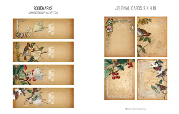 parchment papers collage cards and bookmarks