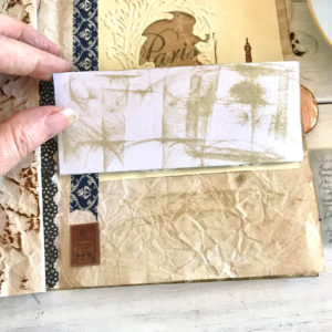 junk journal pocket with paper