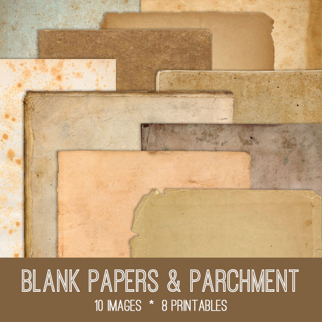 Blank parchment papers collage