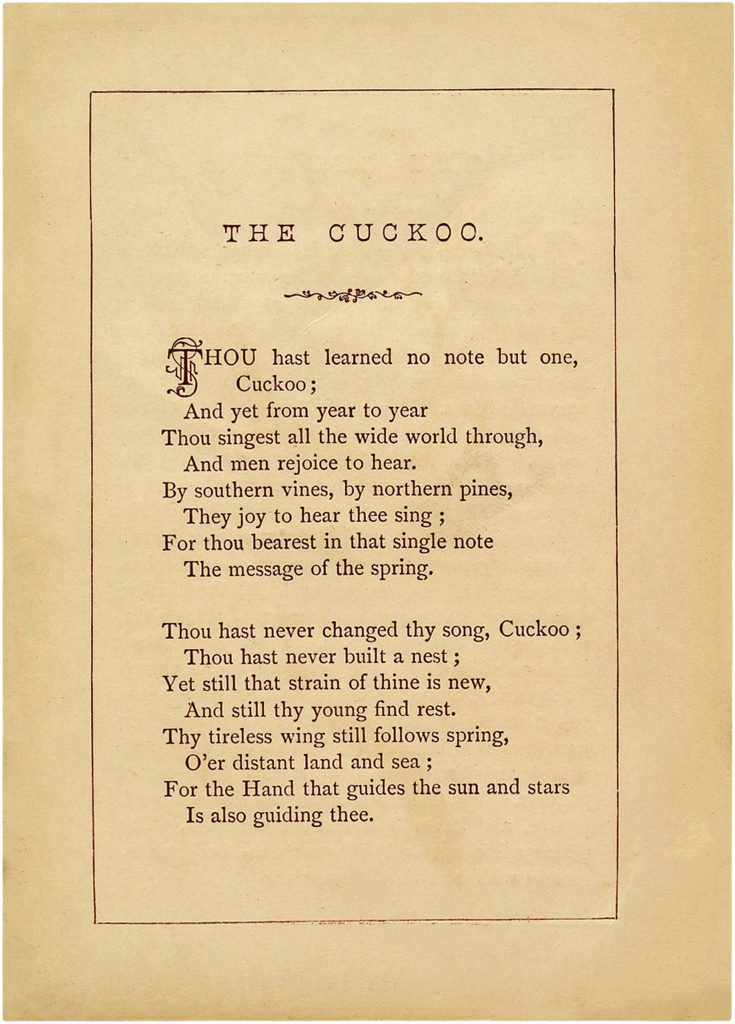 Cuckoo Poem Ephemera