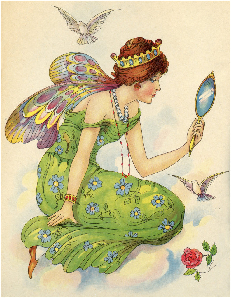 Exquisite Vintage Colorful Fairy with Rainbow Wings Image! The