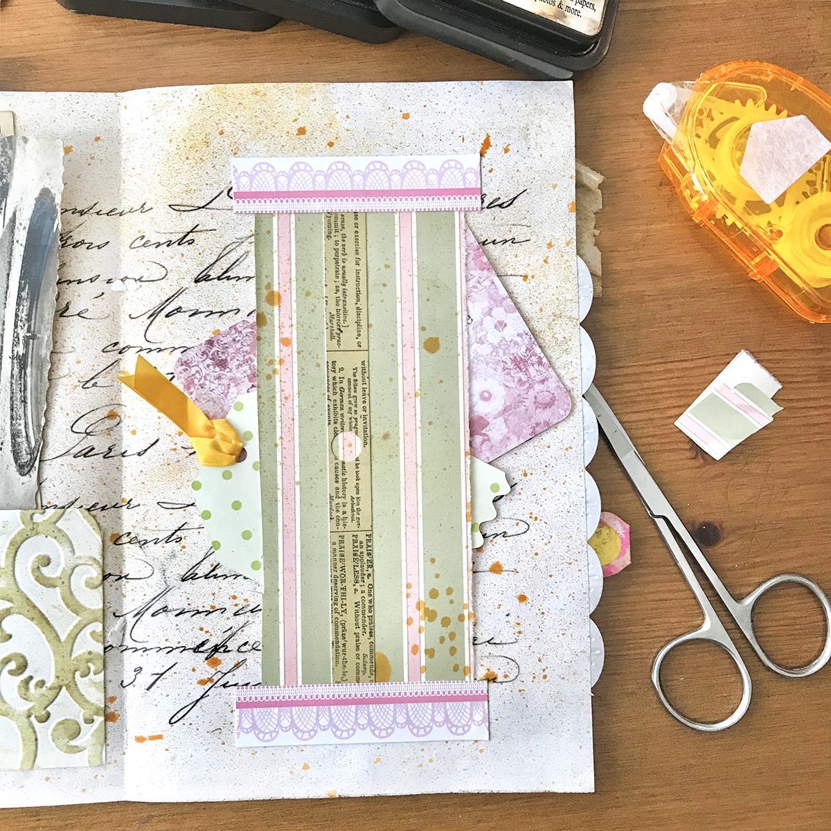 Journal page with scissors and tape