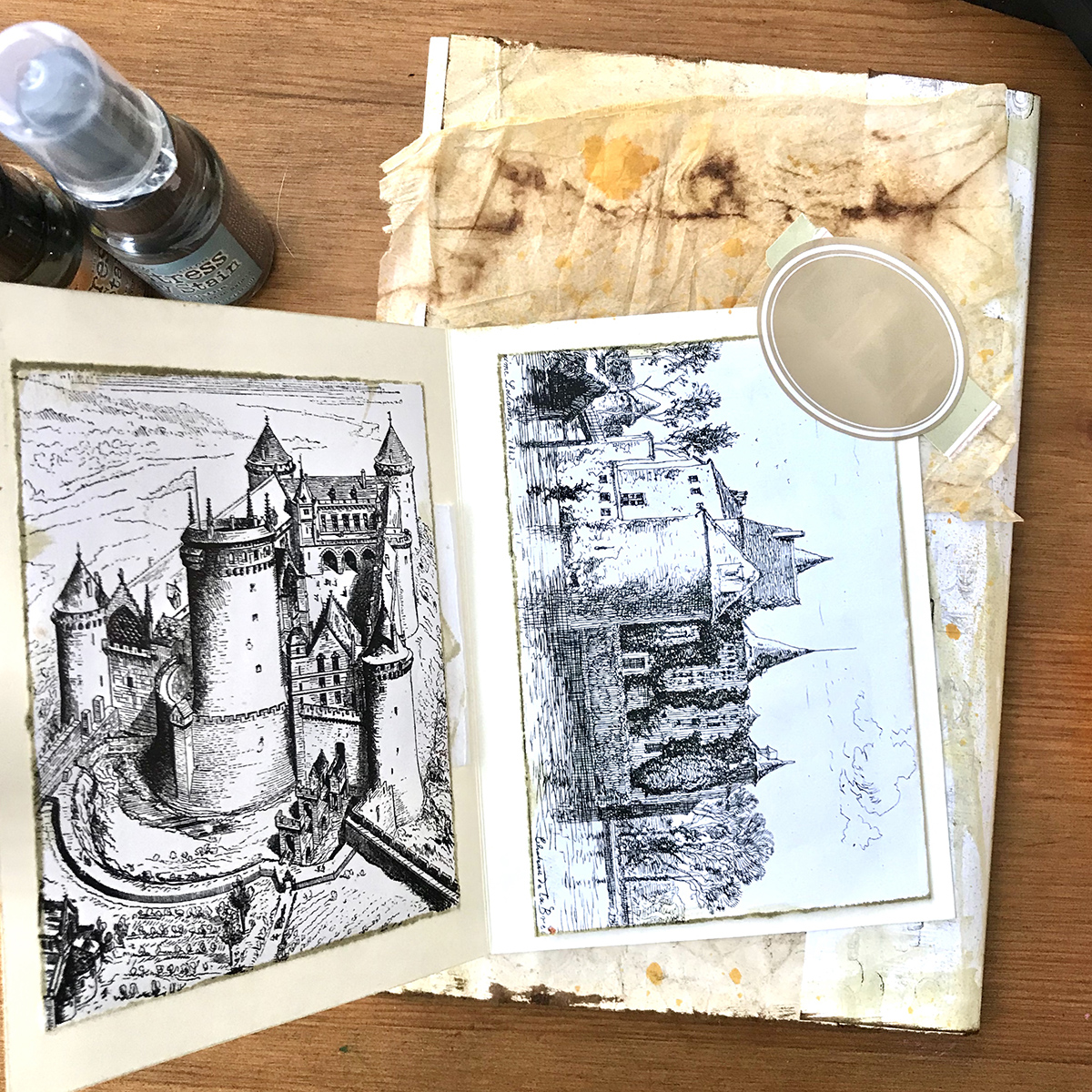 Junk journal pages with castles