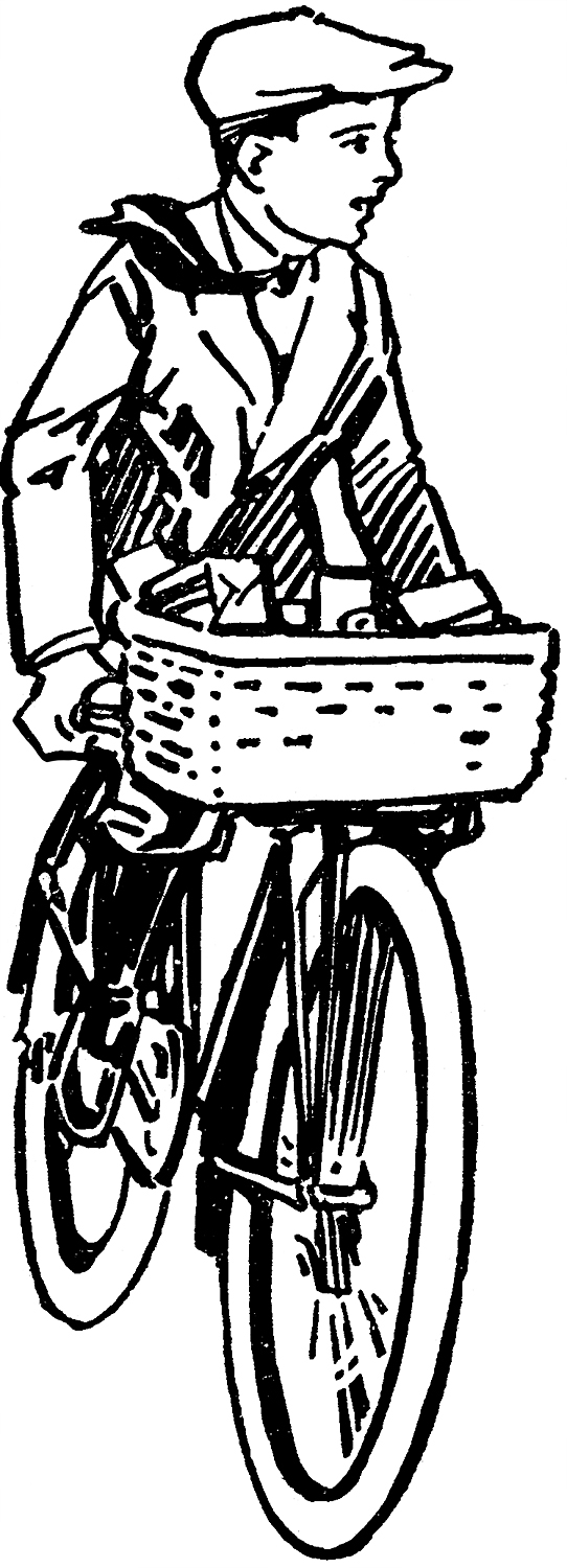 riding bicycle clipart black and white