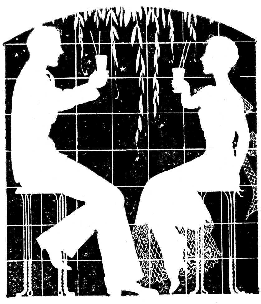 Silhouette of Couple Toasting