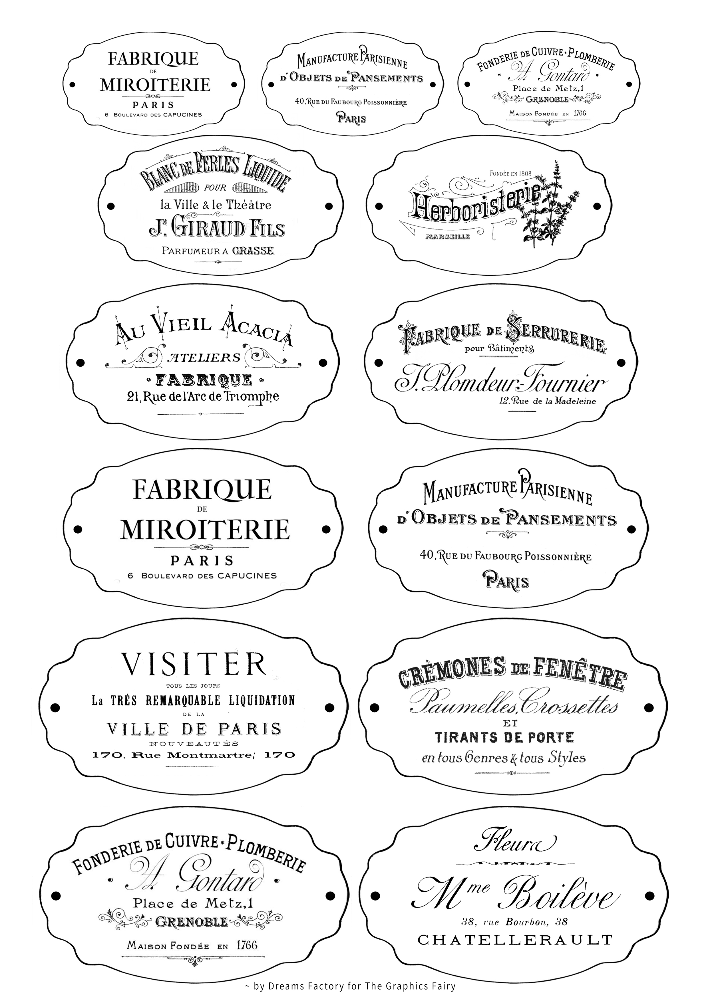 French labels printable