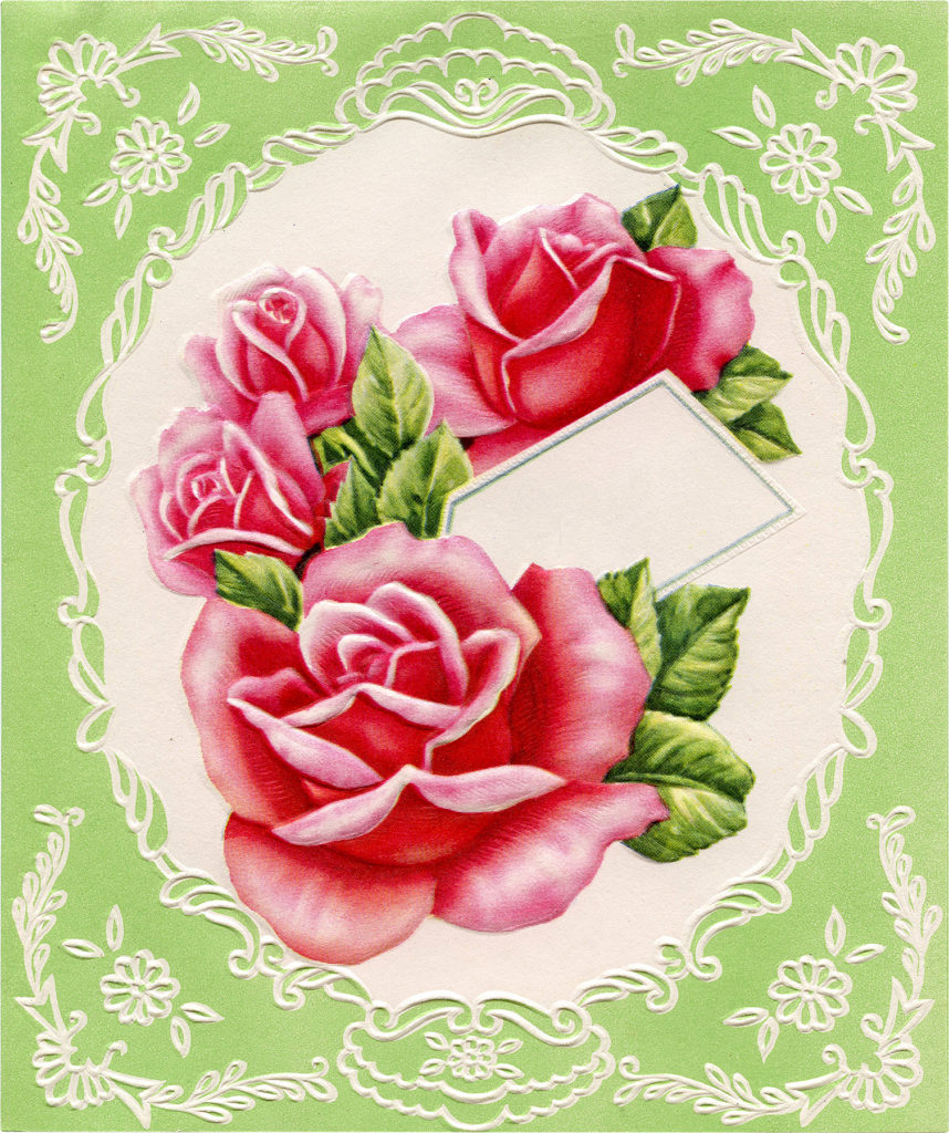 Green Floral Graphic with Roses