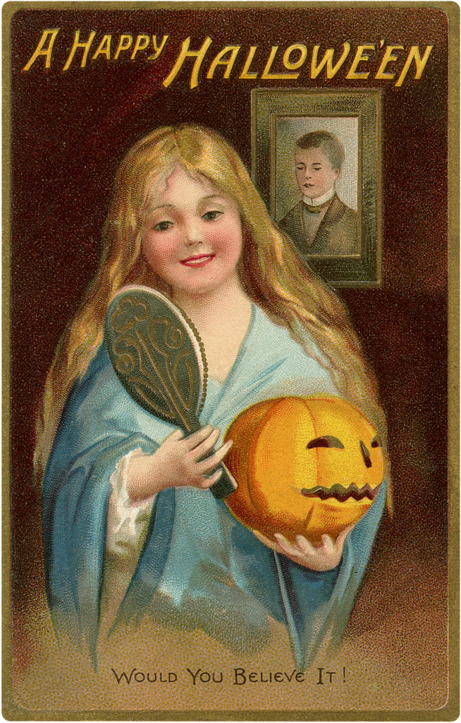 Halloween Lady with Mirror