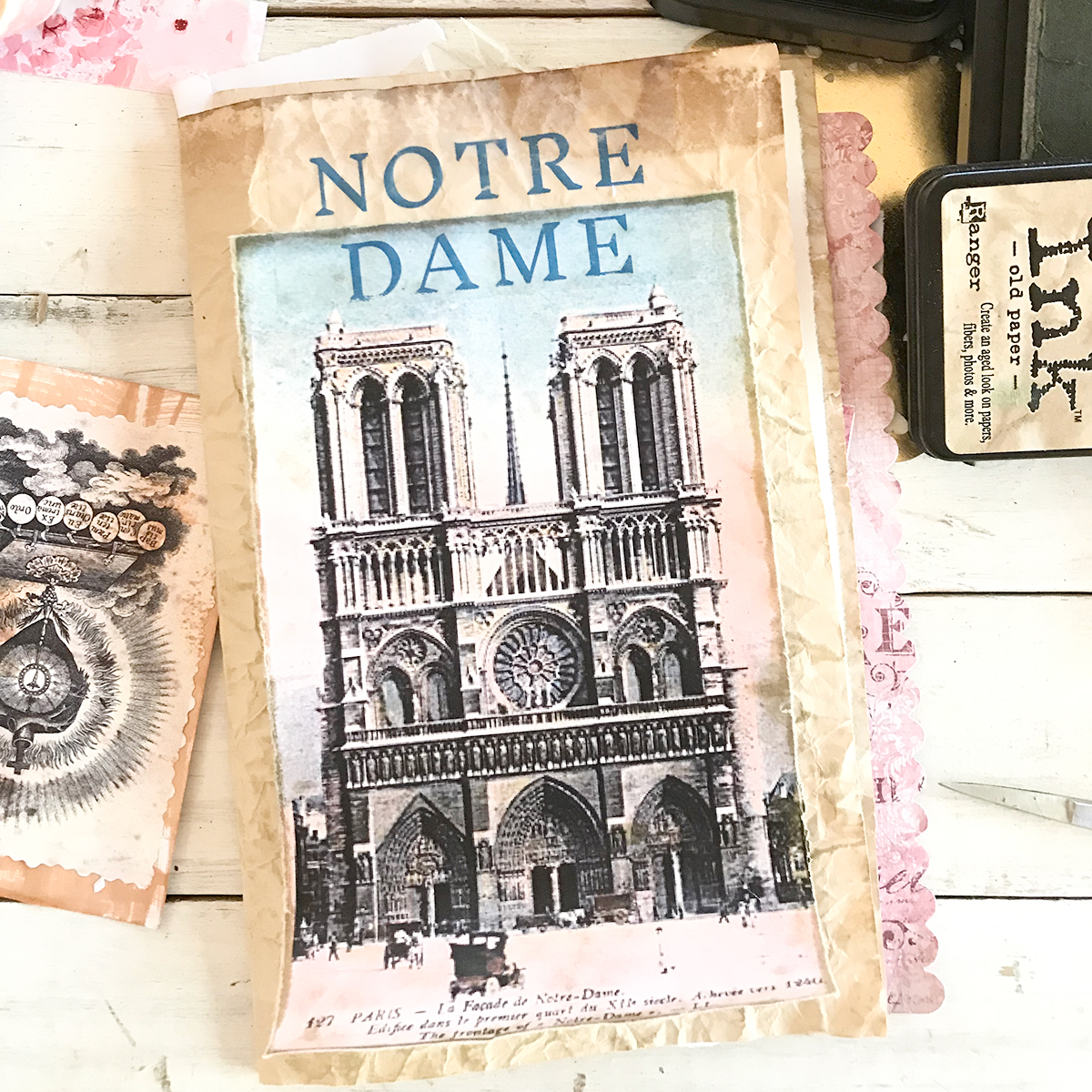 Junk Journal pages with Notre Dame