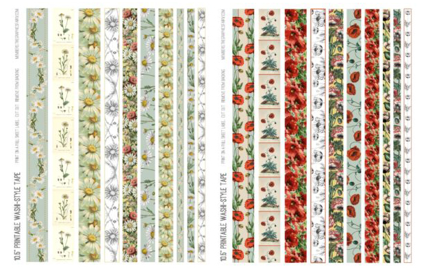 Poppies and Daisies collage tape