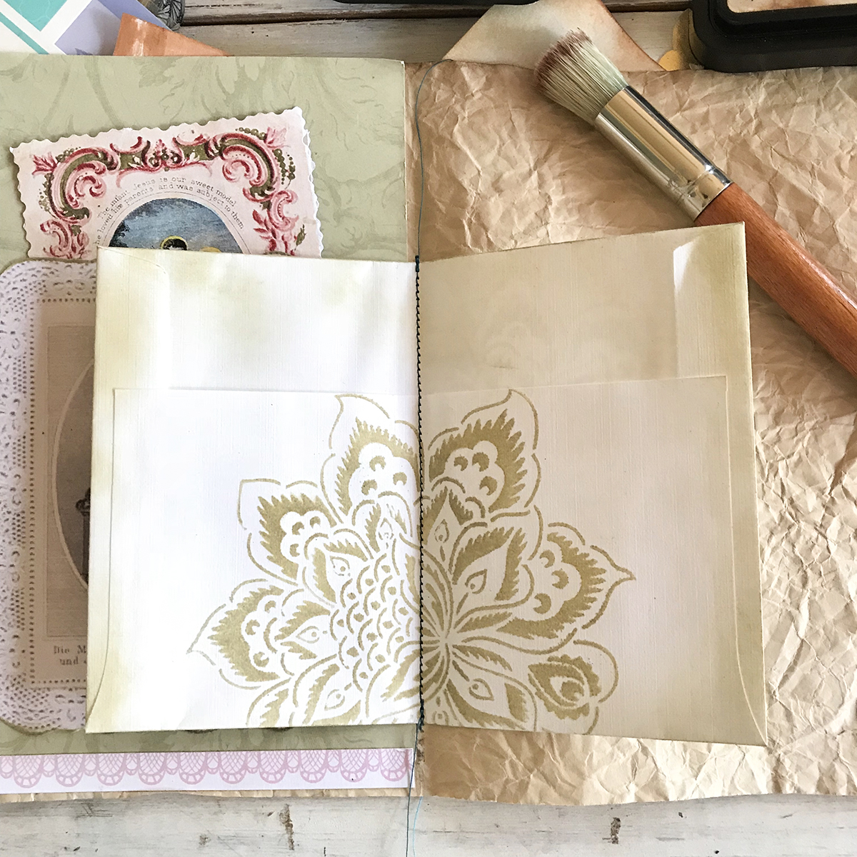 Journal pages with stencil design
