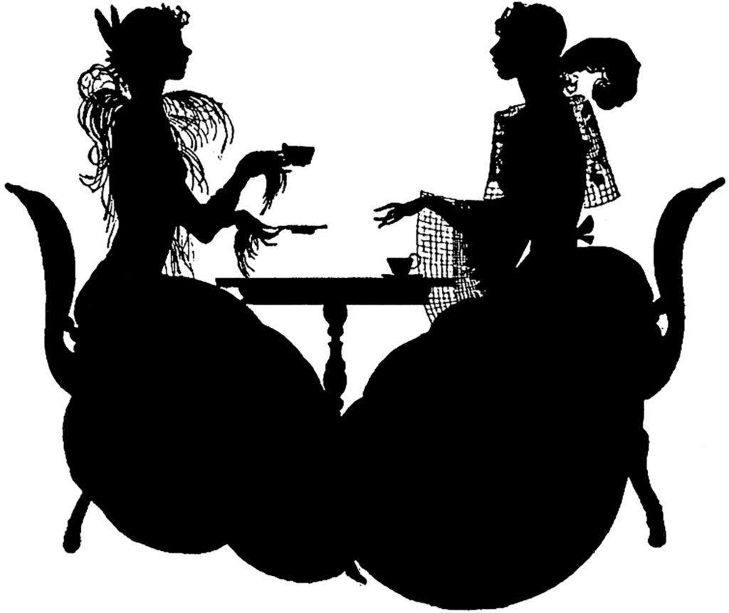 Silhouette of 2 Tea Ladies