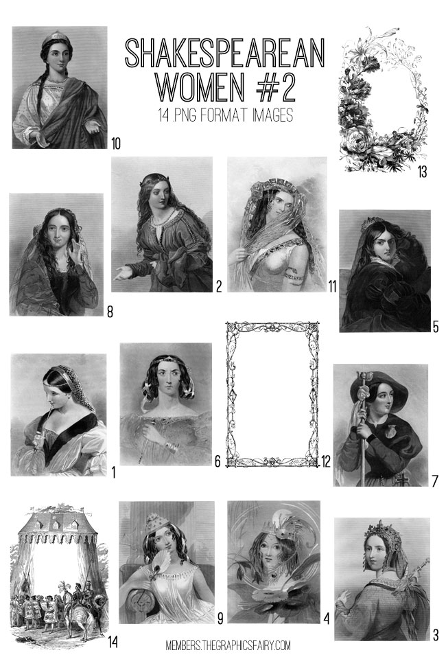 Shakespeare ladies collage