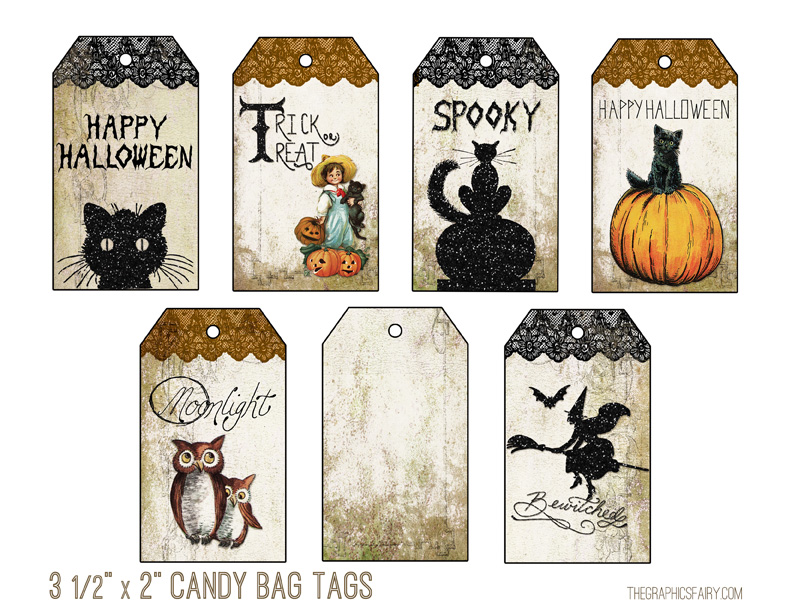 Printable Halloween Tags & Bookmarks - So Cute! - The Graphics Fairy